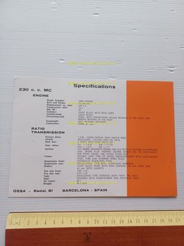 Ossa 230 MC 1966 depliant originale inglese