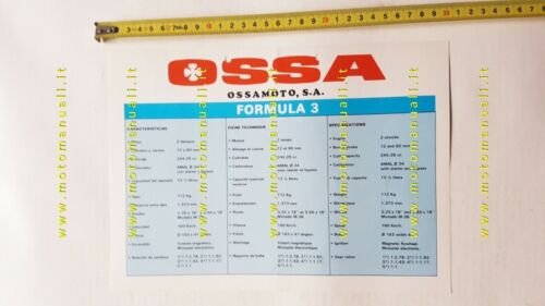 Ossa 250 Formula 3 1982 depliant originale moto brochure