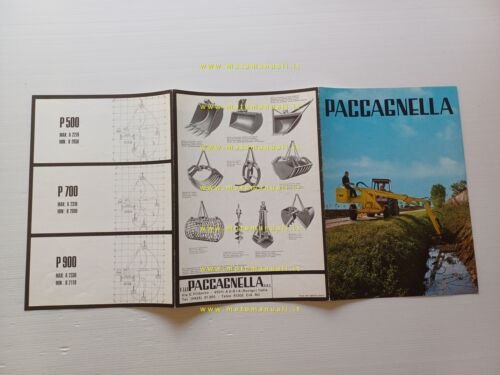 Paccagnella P500 P700 P900 escavatori gommati anni 70 depliant originale