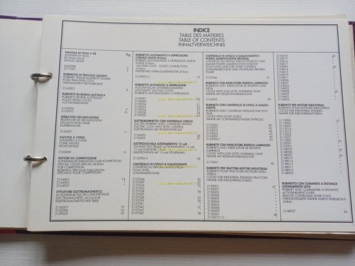 Paioli catalogo tecnico rubinetti moto anni 80 originale