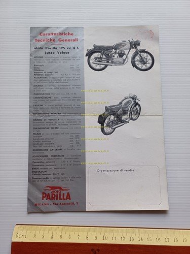 Parilla 125 Lusso Veloce 1960 depliant italiano originale