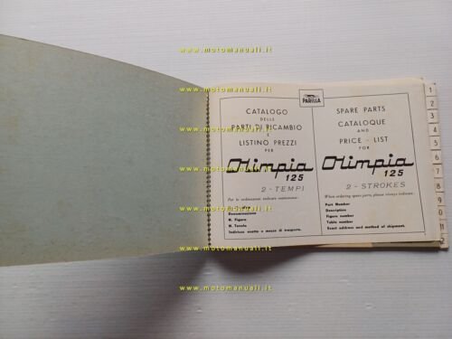Parilla 125 OLIMPIA 2T 1958 catalogo ricambi originale