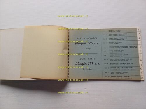 Parilla 125 OLIMPIA 2T 1958 catalogo ricambi originale