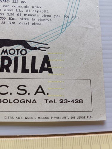 Parilla 125 Turismo - Sport 1951 depliant italiano originale