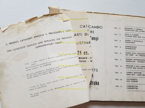 Parilla 175 Turismo- Lusso V.- Special- MSDS- Cross catalogo ricambi …