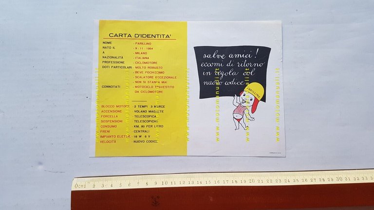 Parilla 49 Parillino 2T 1960 depliant originale italiano ciclomotore