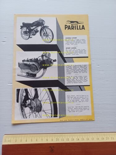 Parilla 49 Parillino Sport - Turismo 2T 1955-56 depliant inglese …