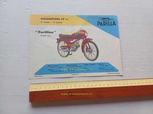 Parilla 49 Parillino Sport 2T 1956 depliant italiano originale