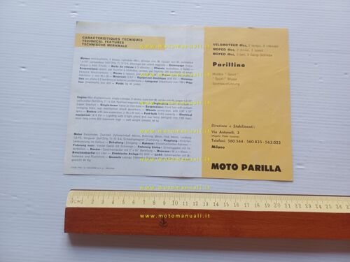 Parilla 49 Parillino Sport 2T 1956 depliant italiano originale