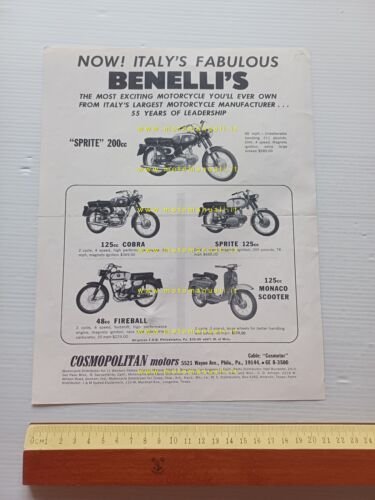 Parilla Benelli produzione modelli 1965 depliant importatore USA originale