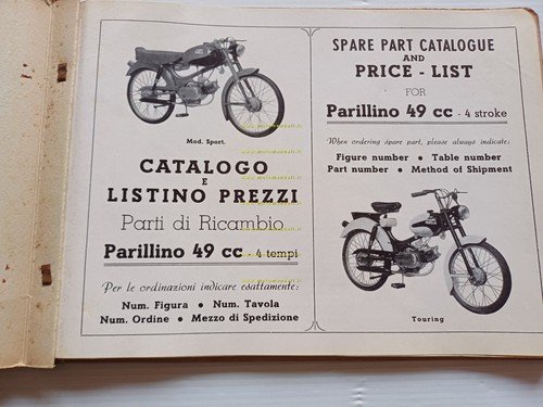 Parilla PARILLINO 48 4T 3V SPORT-TURISMO 1958 catalogo ricambi originale