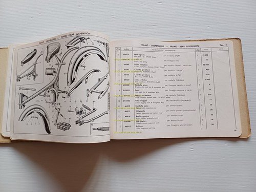 Parilla PARILLINO 48 4T 3V SPORT-TURISMO 1958 catalogo ricambi originale