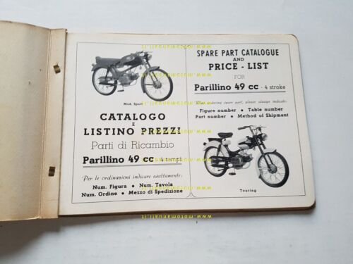 Parilla PARILLINO 48 4T 3V SPORT TURISMO 1958 catalogo ricambi …