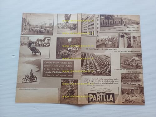 Parilla produzione modelli moto 1953-54 depliant italiano originale