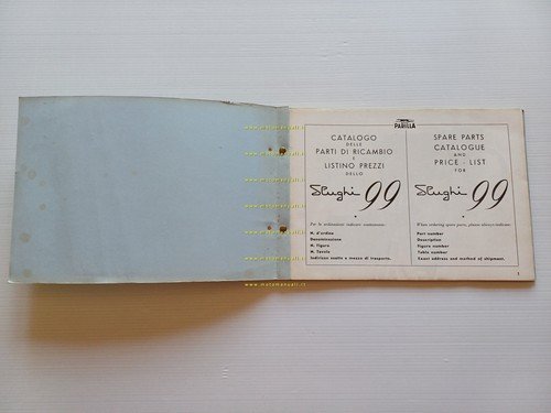 Parilla Slughi 99 4T 1959 catalogo ricambi originale spare part …