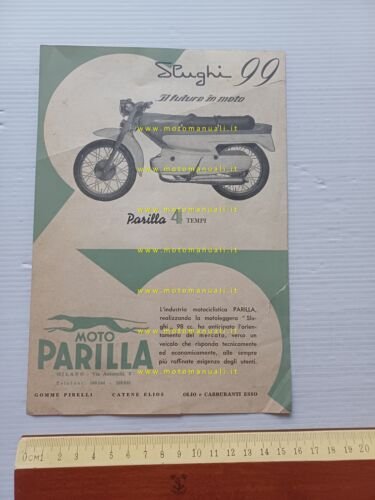 Parilla Slughi 99 4T 1960 depliant italiano originale