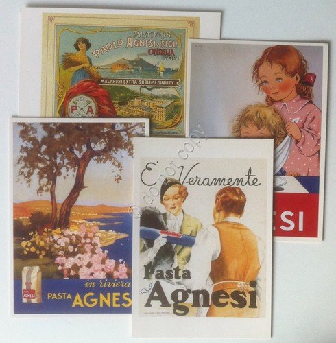 Pasta Agnesi - 4 riproduzioni di cartoline pubblicitarie d'epoca | Immagine Gallery 2