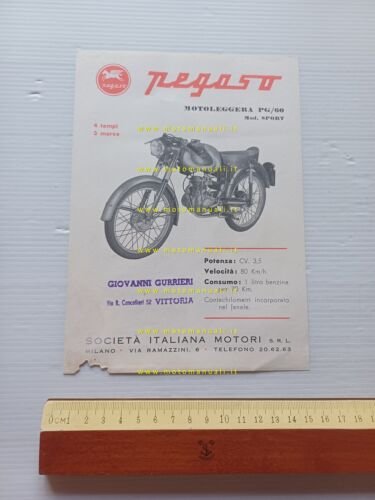 Pegaso PG 60 Sport - Lusso 1960 depliant moto italiano …