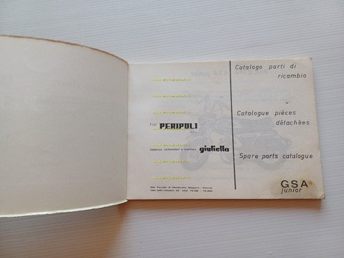Peripoli Giulietta 50 GSA Junior 1968 catalogo ricambi originale spare …