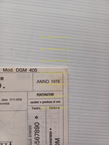 Peripoli Gulietta 50 Mini Oxford G9 1976 scheda omologazione DGM …