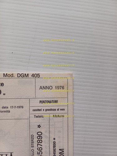 Peripoli Gulietta 50 Mini Oxford G9 1976 scheda omologazione DGM …