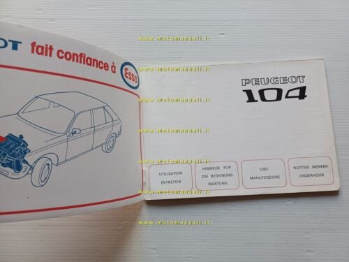 Peugeot 104 1978 manuale uso manutenzione originale ITALIANO