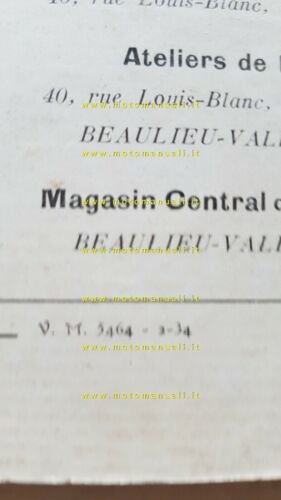 Peugeot 115 - 112 1934 manuale uso originale moto Francese …