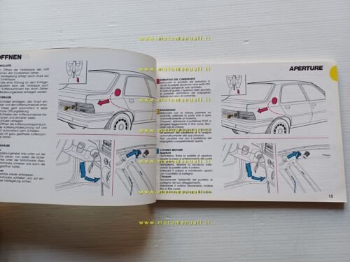 Peugeot 309 1986 manuale uso manutenzione originale ITALIANO tedesco