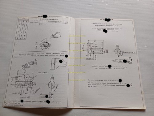 Peugeot 50 104 V 1972 scheda omologazione DGM Facsimile originale