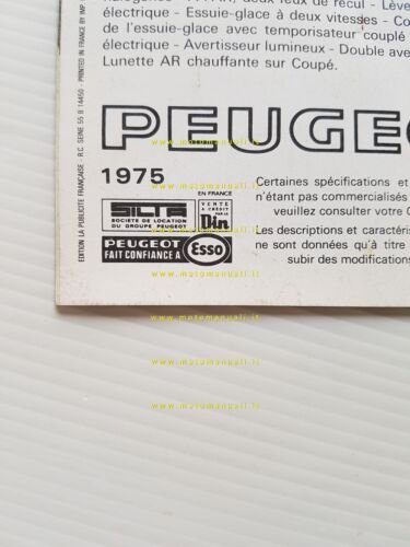 Peugeot 504 Coupè - 504 Cabriolet 1975 depliant originale francese