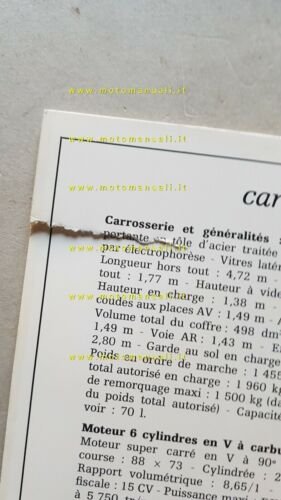 Peugeot 604 SL 1976 depliant auto originale Francese brochure