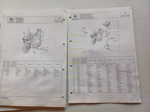 Piaggio 125 Liberty 2000 versione PPTT Poste catalogo ricambi originale