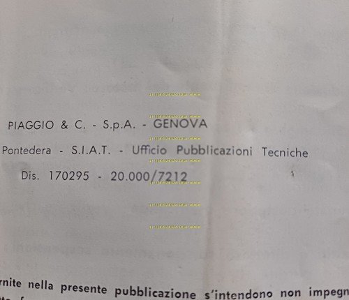 Piaggio 50 Bravo 1972-73 manuale uso manutenzione originale
