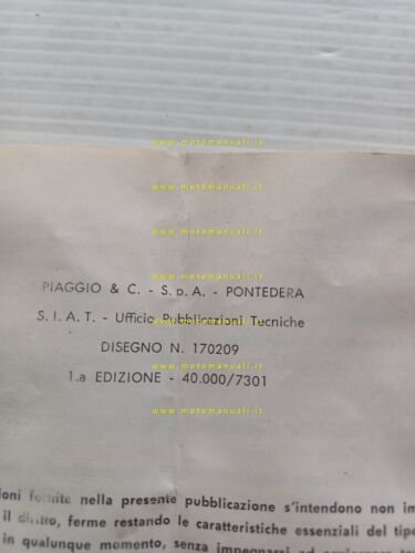 Piaggio 50 Ciao - Boxer 2 1973 manuale uso manutenzione …