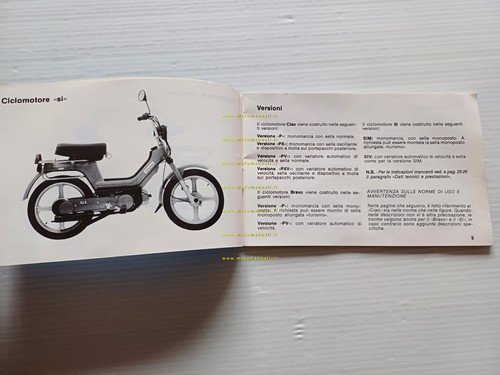 Piaggio 50 Ciao C7E-V 4T- Bravo - SI manuale uso …