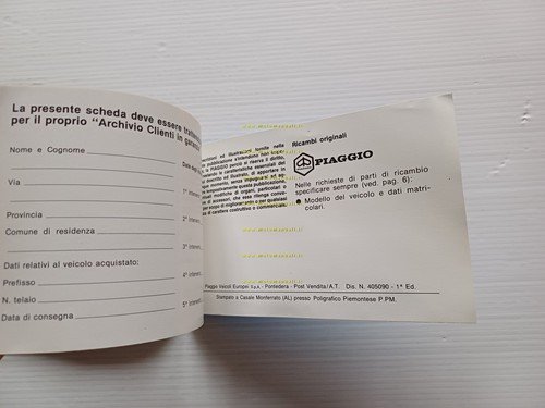 Piaggio 50 Ciao C7E-V 4T- Bravo - SI manuale uso …