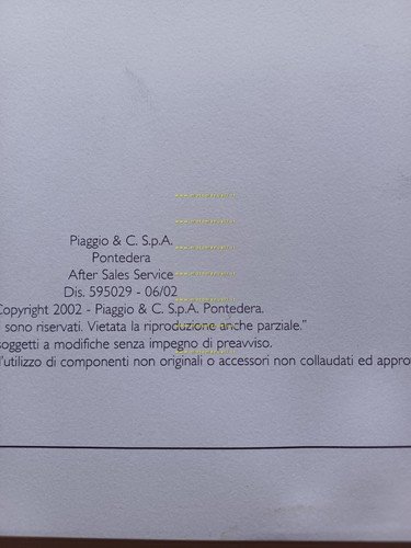 Piaggio 50 NRG MC3 Purejet 2002 manuale officina italiano originale
