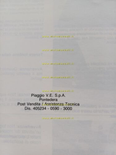 Piaggio 50 Scatto 1990 manuale officina italiano originale shop manual