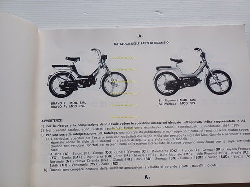 Piaggio 50 SI - Bravo 1989 catalogo ricambi italiano originale