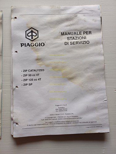 Piaggio 50 ZIP SP-Catalyzed- 4T 50-125 2000 manuale officina TELAIO …