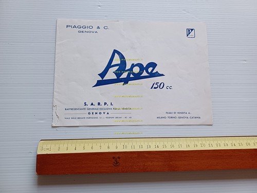 Piaggio Ape 150 ( AB2 1953 ?) depliant italiano originale …