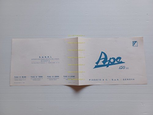 Piaggio Ape 150 ( AB2 1953 ?) depliant italiano originale …