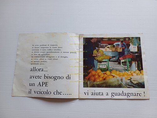 Piaggio Ape 350 - 400 - 500 1966 depliant italiano …