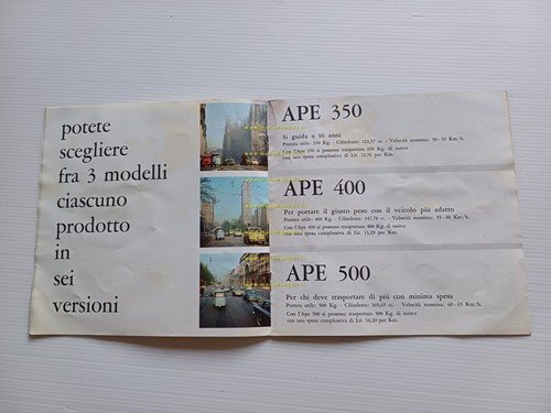 Piaggio Ape 350 - 400 - 500 1966 depliant italiano …