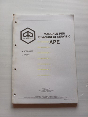 Piaggio Ape 50 - Poker AGGIORNAMENTO manuale officina italiano originale
