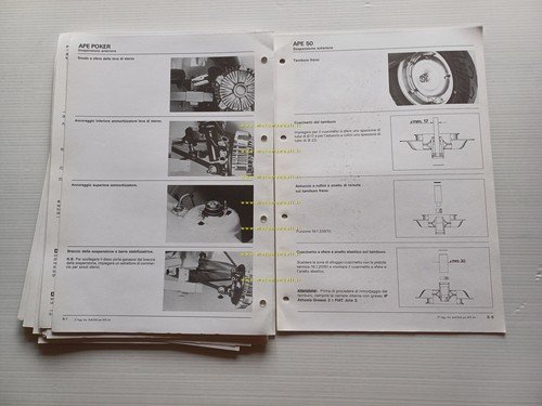 Piaggio Ape 50 - Poker AGGIORNAMENTO manuale officina italiano originale