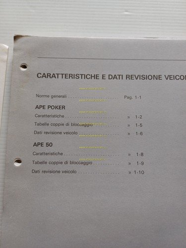 Piaggio Ape 50 - Poker AGGIORNAMENTO manuale officina italiano originale