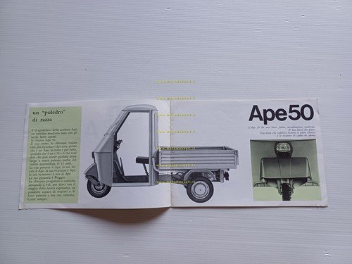 Piaggio Ape 50 1969 depliant italiano originale motocarro 3 wheeler