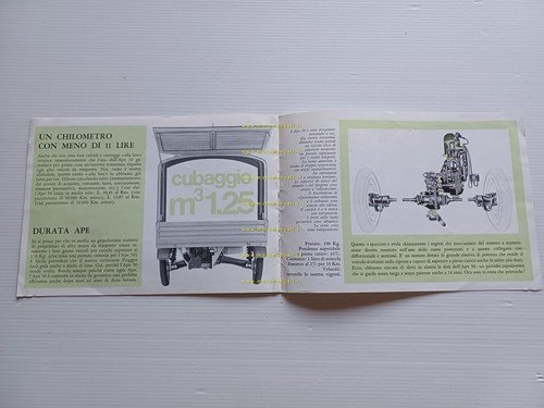 Piaggio Ape 50 1969 depliant italiano originale motocarro 3 wheeler