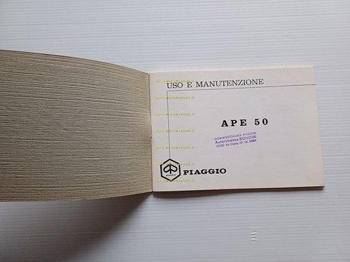 Piaggio APE 50 1969 manuale uso manutenzione motocarro originale 3 …